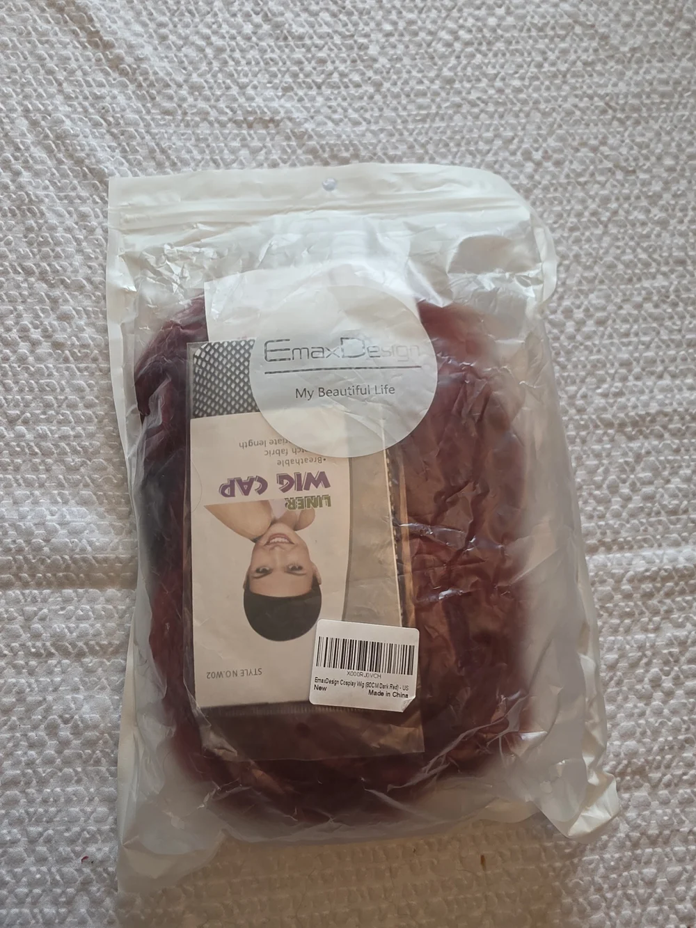 Burgundy Wig  - Packaged Elastic Hair Net